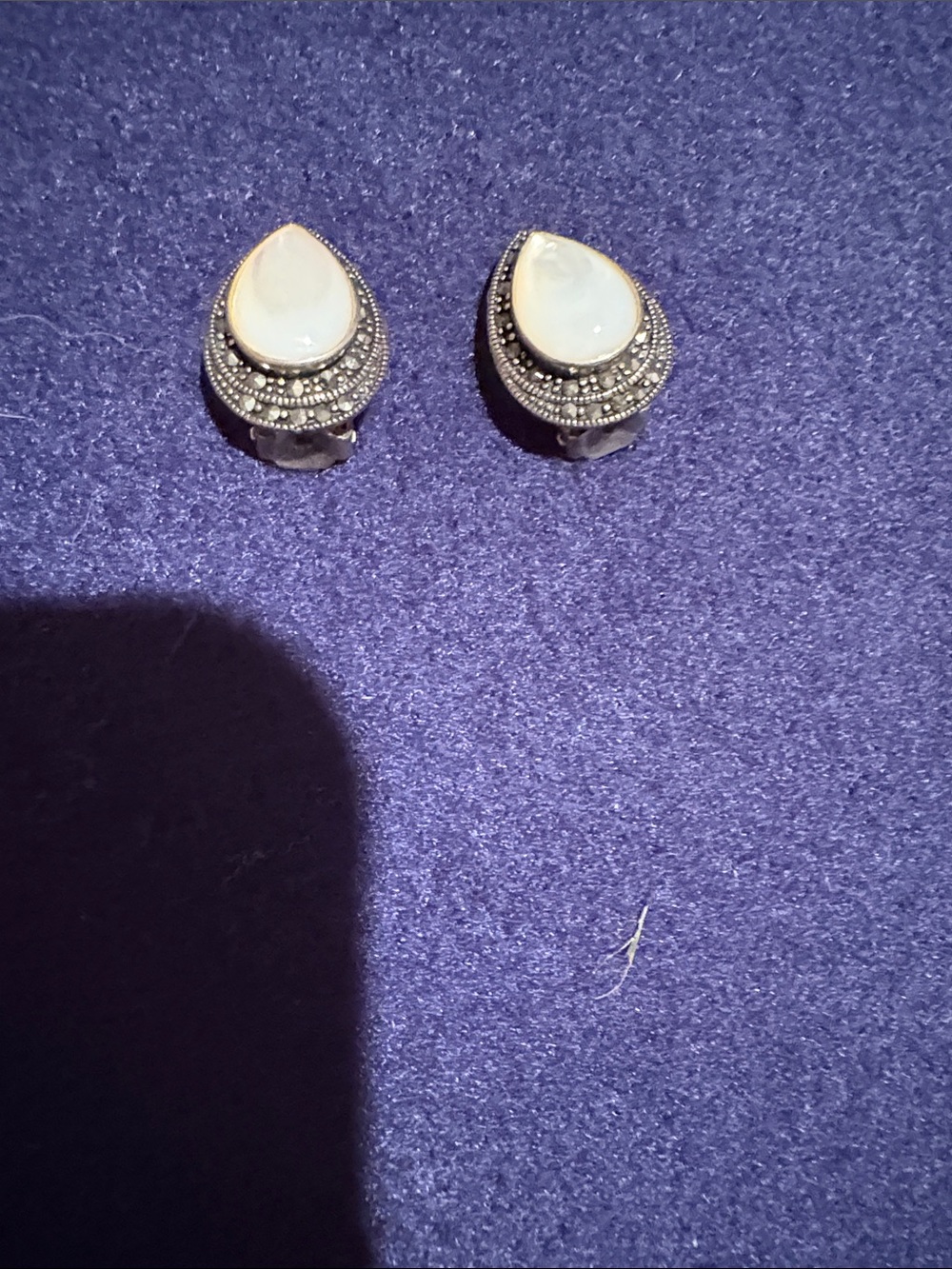 White Teardrop Stone Stud Earrings - Women Jewelry